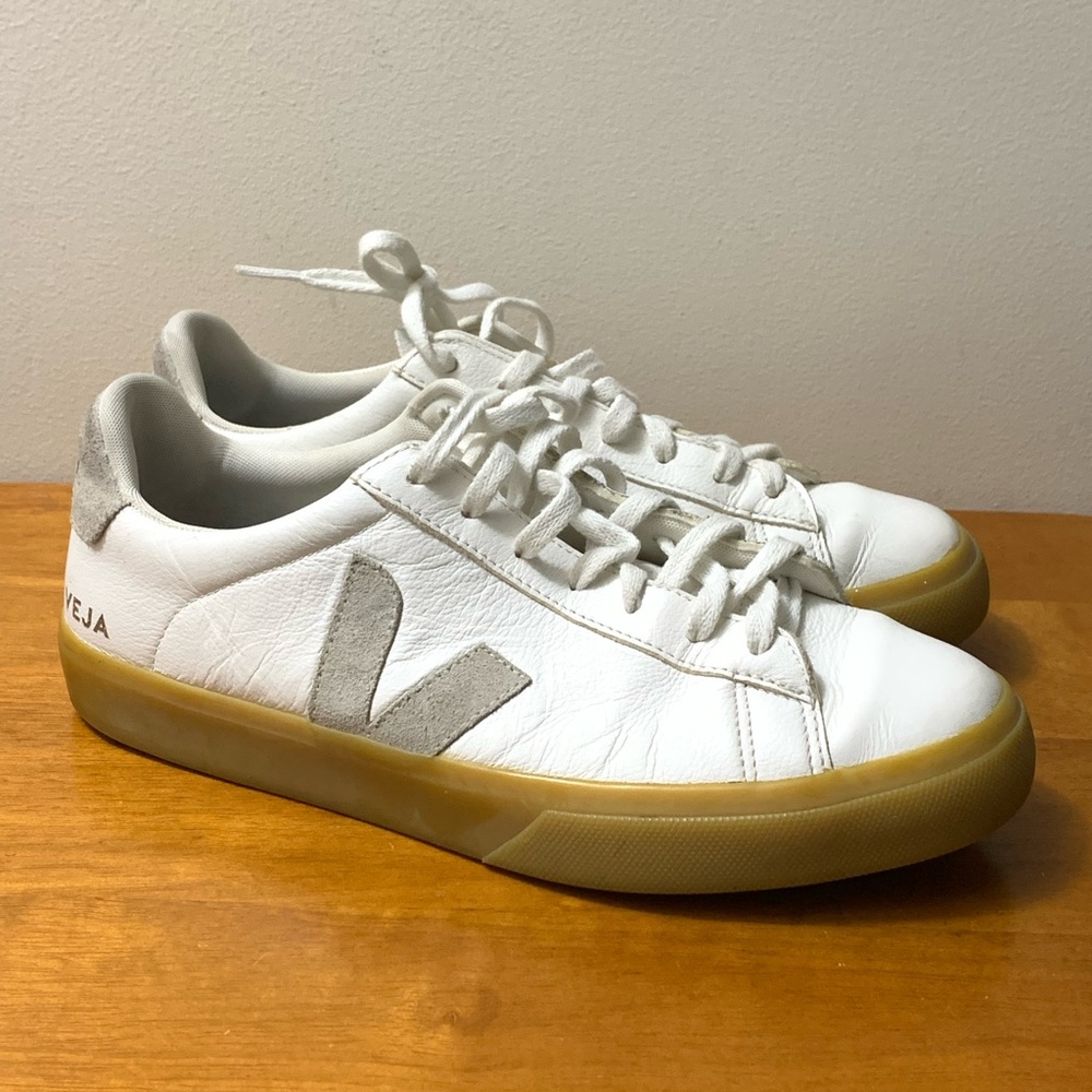 Veja Campo Sneakers In Extra White Leather With Natural Gum Sole Men’s Sz 10